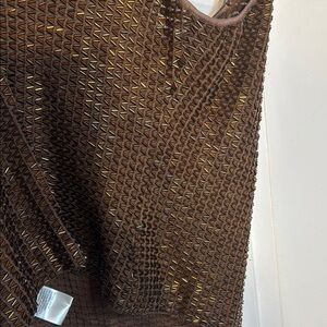 Vintage Cache Brown Cropped Square Neck Tank Top Covered in Bugle Beads